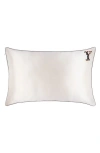 Slip Embroidered Pure Silk Queen Pillowcase In Y