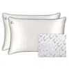 Slip Just Married Embroidered Silk Pillowcase Set In Neutral