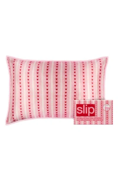 Slip Lace Pure Silk Queen Pillowcase In Pink