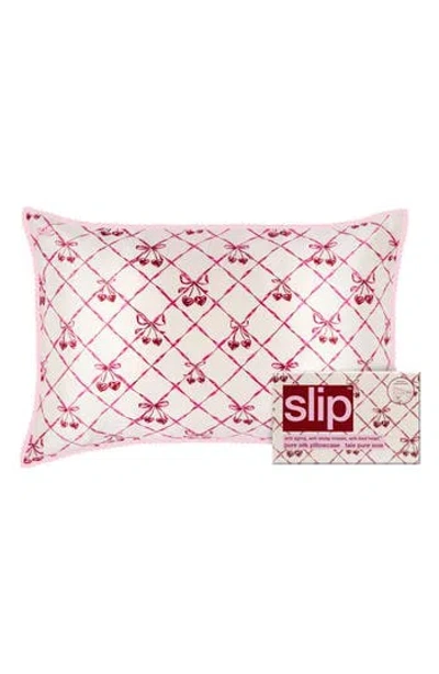 Slip Lace Pure Silk Queen Pillowcase In Red