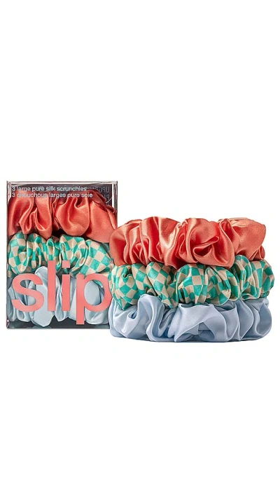 Slip Large Scrunchies Set Of 3 In Coral,blue