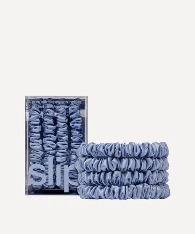 Slip Light Blue Skinny Silk Scrunchies Pack Of 4