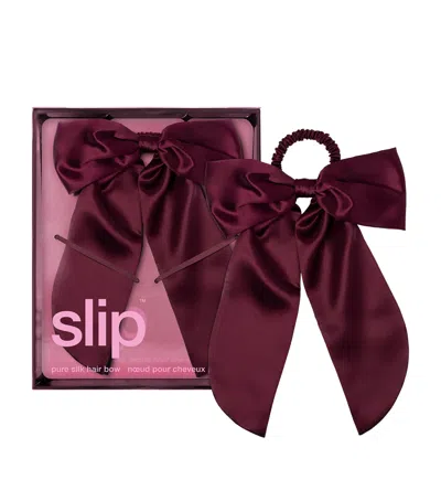 Slip Mulberry Silk Hair Bow In Red