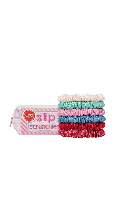 Slip Pouch & Skinny Scrunchies Set Of 6 In High Tide
