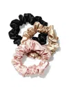 Slip Pure Silk 3-pack Large Scrunchies In Pink/gold/black