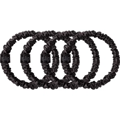Slip Pure Silk 4-pack Skinny Scrunchies: Back To Basics Collection In Black