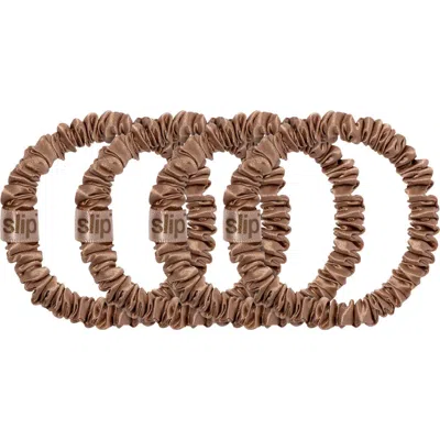 Slip Pure Silk 4-pack Skinny Scrunchies: Back To Basics Collection In Light Brown