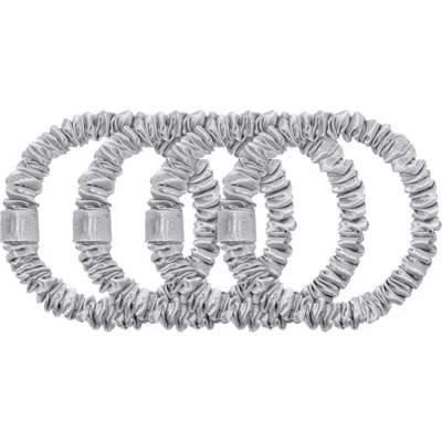 Slip Pure Silk 4-pack Skinny Scrunchies: Back To Basics Collection In Silver