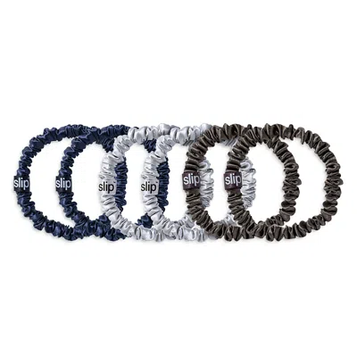 SLIP SLIP PURE SILK SKINNY SCRUNCHIES, SET OF 6