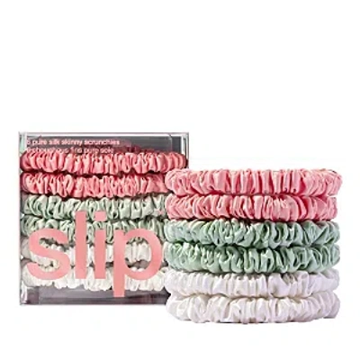 Slip Pure Silk 6-pack Skinny Scrunchies In Rose, White, Mint