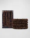 Slip Dark Brown Skinny Silk Scrunchies Pack Of Four In Dark Brown