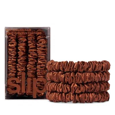 Slip Pure Silk Back To Basics Skinny Scrunchies In Auburn, Set Of 4