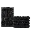 Slip Pure Silk Back To Basics Skinny Scrunchies In Black, Set Of 4
