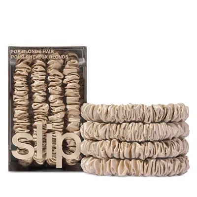 Slip Pure Silk Back To Basics Skinny Scrunchies, Set Of 4 In Blonde