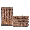 Slip Pure Silk Back To Basics Skinny Scrunchies In Light Brown, Set Of 4