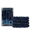 Slip Pure Silk Back To Basics Skinny Scrunchies In Navy, Set Of 4 In Blue