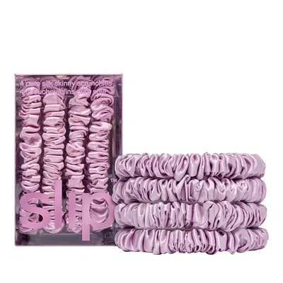 Slip Pure Silk Back To Basics Skinny Scrunchies In Wildflower, Set Of 4 In Purple