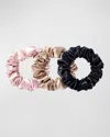 Slip Pure Silk Large Scrunchies, 3 Pack In Pink/black/caramel