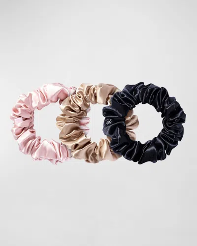 Slip Pure Silk Large Scrunchies, 3 Pack In Pink/black/caramel