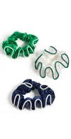 Slip Game Day Large Silk Scrunchies Set Of Three In Multi