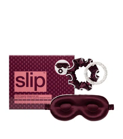 Slip Pure Silk Lottie Sleep Mask And Scrunchies Sleepover Set In Burgundy
