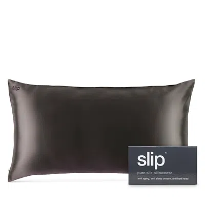 Slip For Beauty Sleep Pure Silk Queen Pillowcase In Charcoal
