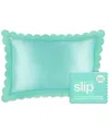 Slip Pure Silk Queen Pillowcase With Scalloped Edge In Turquoise