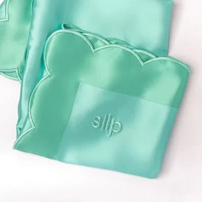 Slip Pure Silk Queen Pillowcase With Scalloped Edge - Turquoise In Blue