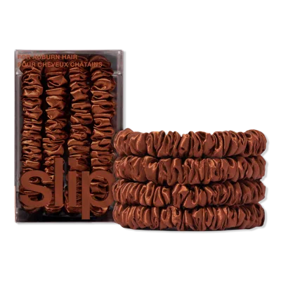 Slip Pure Silk Skinny Scrunchies - Auburn In Brown