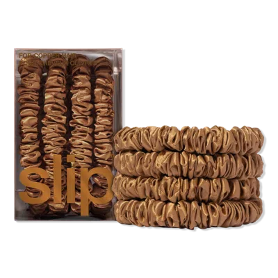Slip Pure Silk Skinny Scrunchies - Copper In Brown