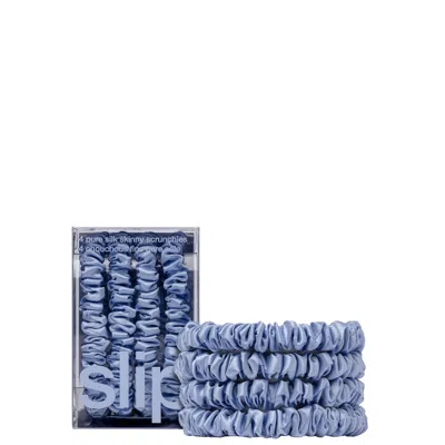 Slip Pure Silk Skinny Scrunchies - Cornflower In Blue