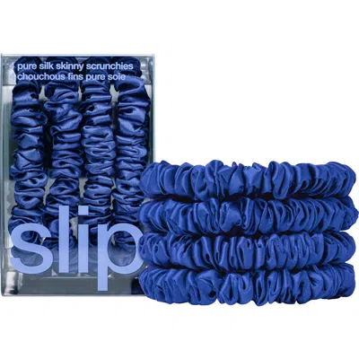 Slip Pure Silk Skinny Scrunchies In Blue
