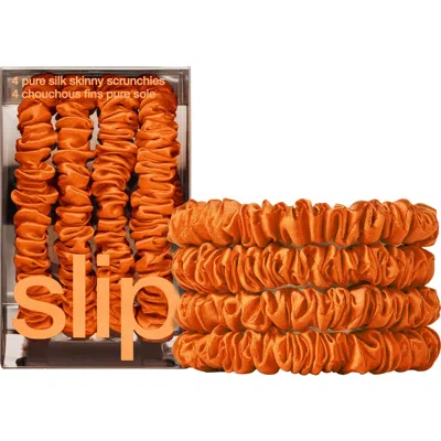 Slip Pure Silk Skinny Scrunchies In Orange