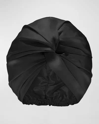 Slip Pure Silk Turban In Black