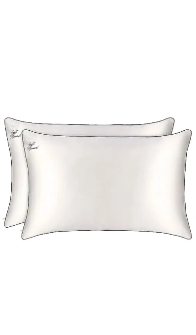 Slip Queen/standard Just Married Pillowcase Set In White