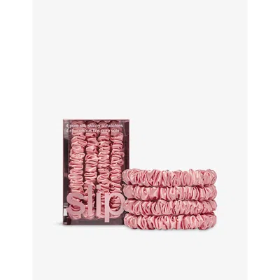 Slip Large Silk Scrunchies Pack Of Four In Rose