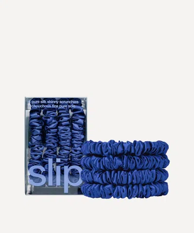 Slip Royal Blue Skinny Silk Scrunchies Pack Of 4