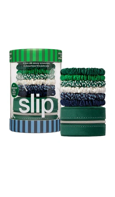 Slip Set Of 6 Pure Silk Skinny Scrunchies With A Pouch