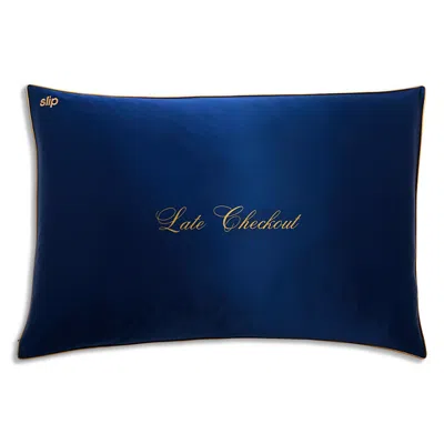 Slip Silk Late Checkout Pillowcase In Blue
