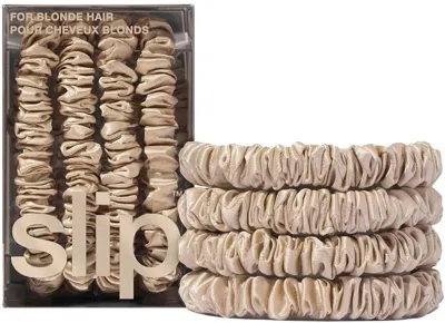 Slip Silk Skinny Scrunchies - Elastic Scrunchies Set (set Of 4) - Blonde In Brown