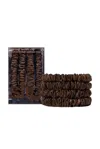 Slip Dark Brown Skinny Silk Scrunchies Pack Of Four In Brown