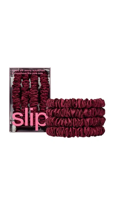 Slip Skinny Scrunchies Set Of 4 In Burgundy