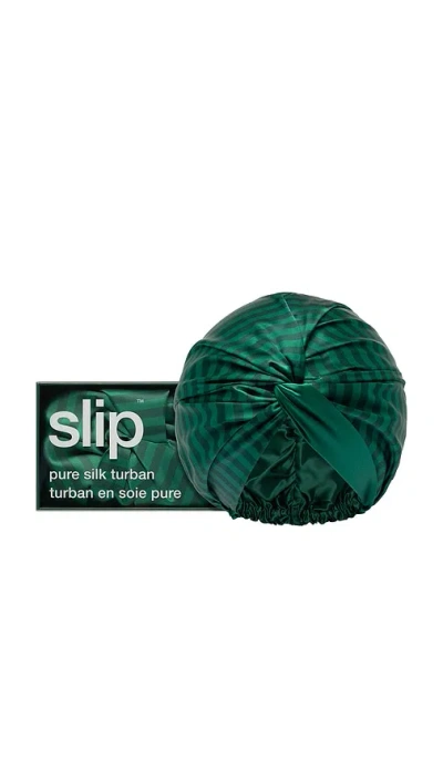 Slip Striped Pure Silk Turban In Green