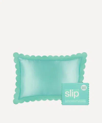 Slip Turquoise Queen Silk Pillowcase With Scalloped Edge