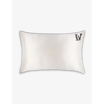 Slip W Queen Letter-embroidered Silk Pillowcase 51cm X 76cm