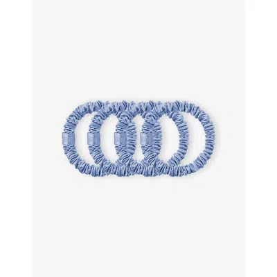 Slip Womens Cornflower Skinny Pack Of Four Pure Silk Scrunchies In Blue