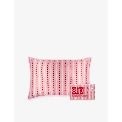 Slip Womens Sweetie Lace-embroidered Queen-size Silk Pillowcase In Pink