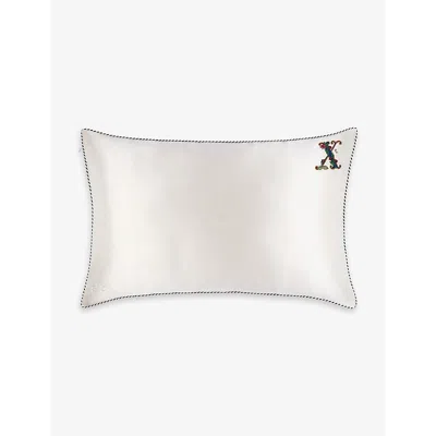 Slip X Queen Letter-embroidered Silk Pillowcase 51cm X 76cm