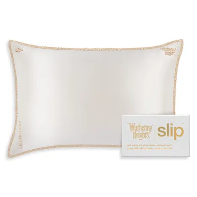 Slip X Wuthering Heights Pure Silk Embroidered Pillowcase With Lace Trim