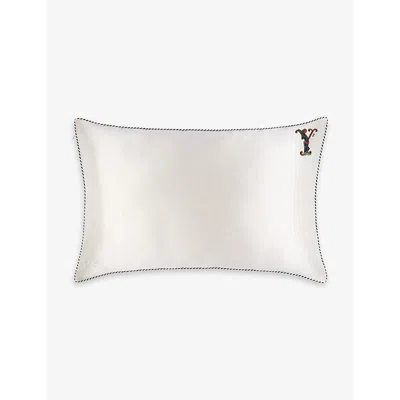 Slip Y Queen Letter-embroidered Silk Pillowcase 51cm X 76cm